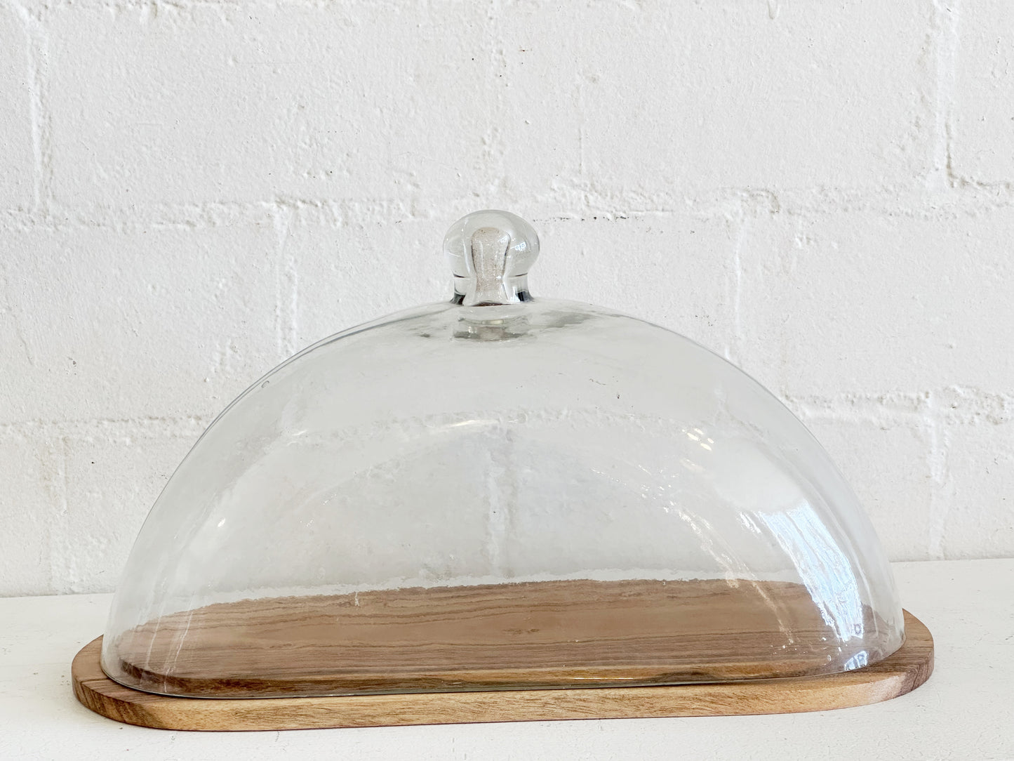 WOOD CAKE STAND WITH GLASS LID
