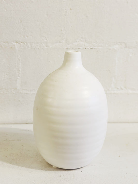 Matte white line vase