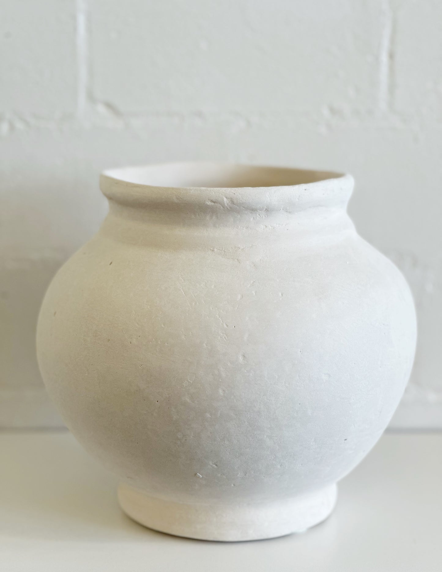 Paper Mache Pot Natural White