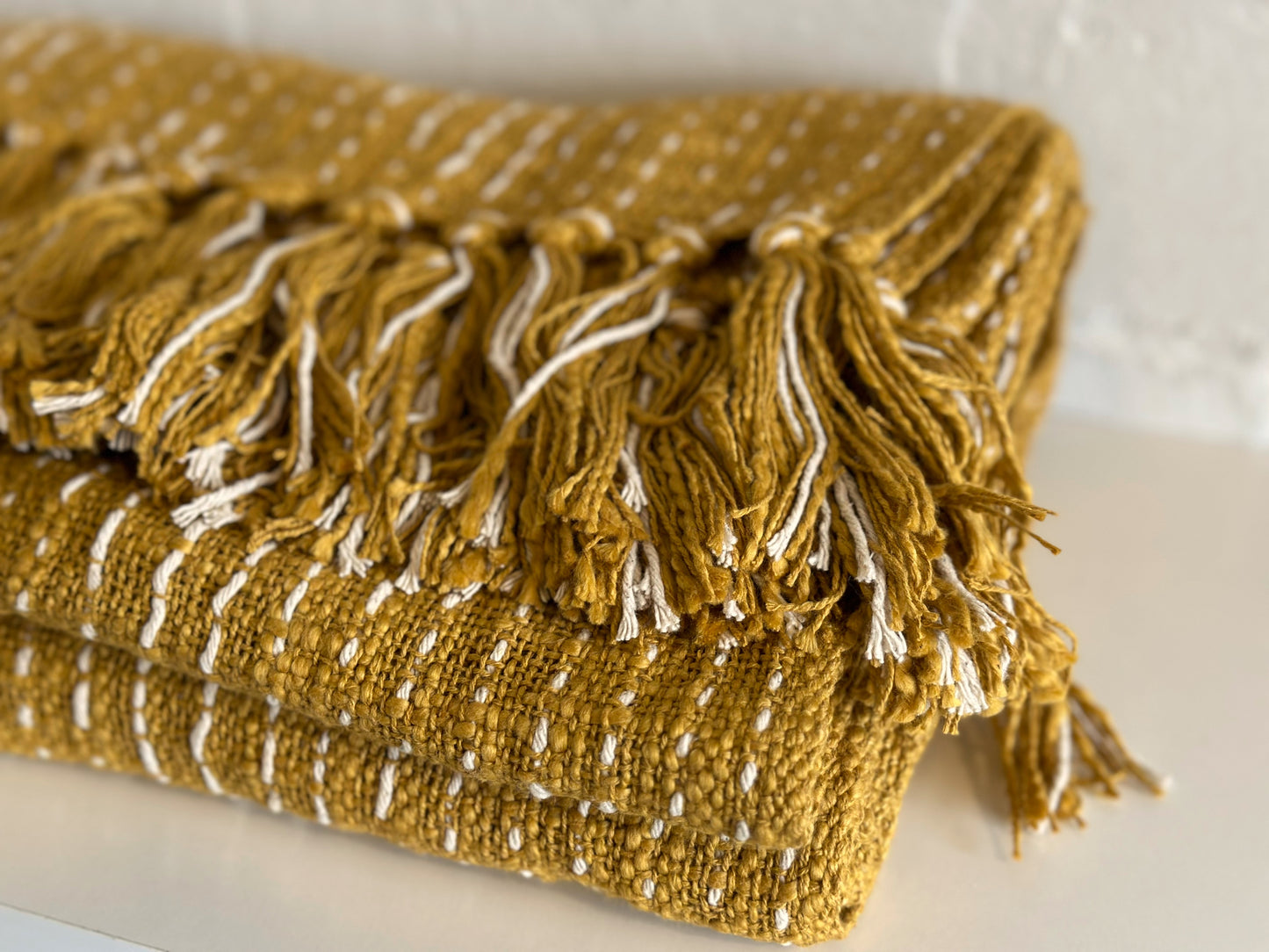 MUSTARD COTTON THROW