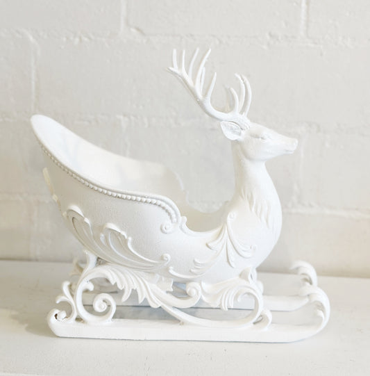 Glittered White Deer Sleigh