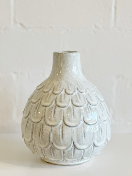 White Scallop Vase