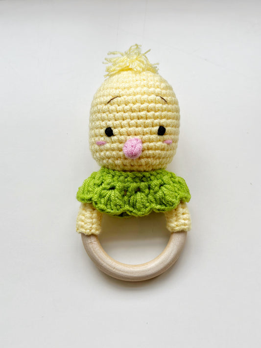 Yellow Chick Hand Crochet Rattle