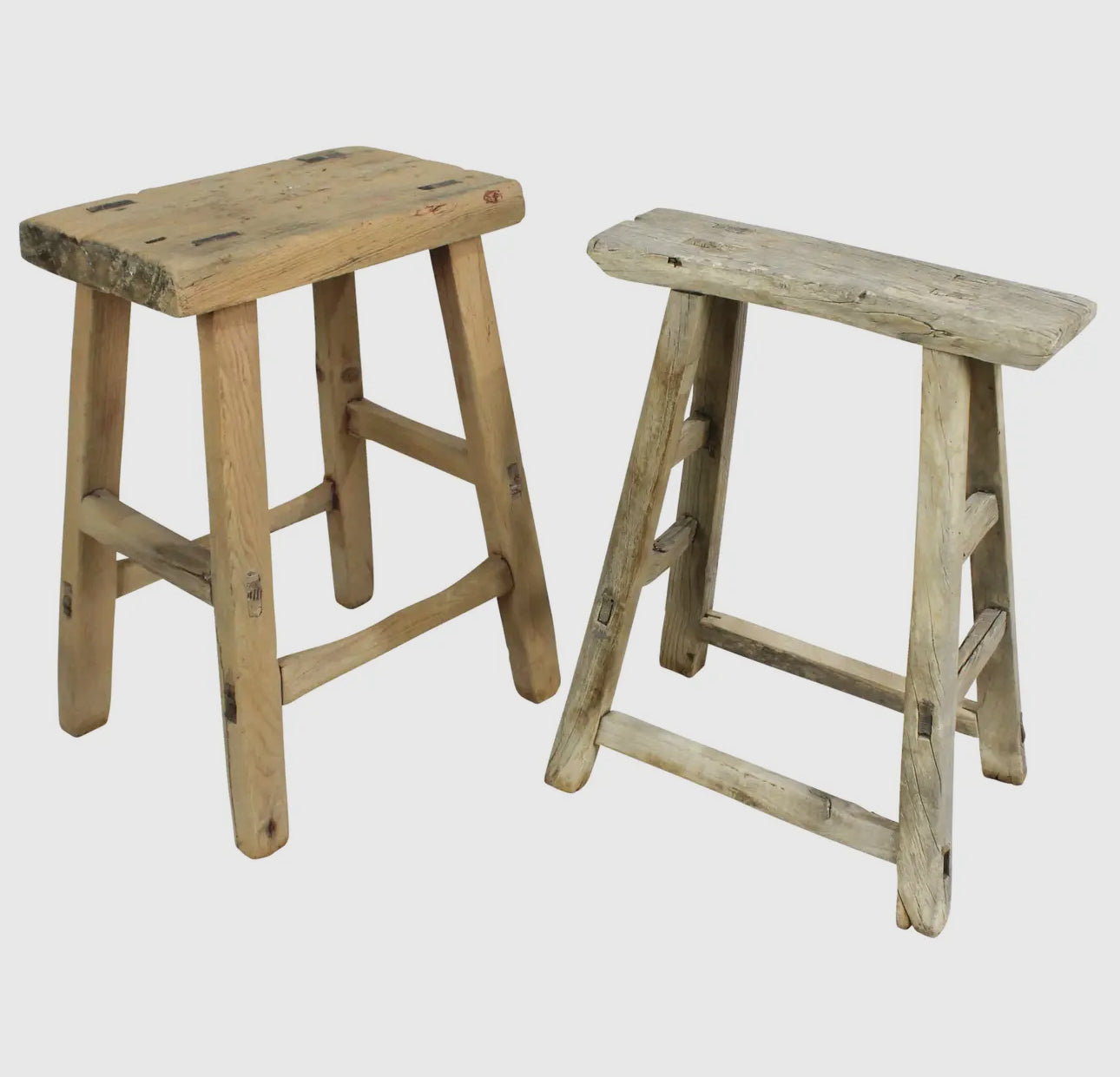 Elm Wood Rectangle Stool