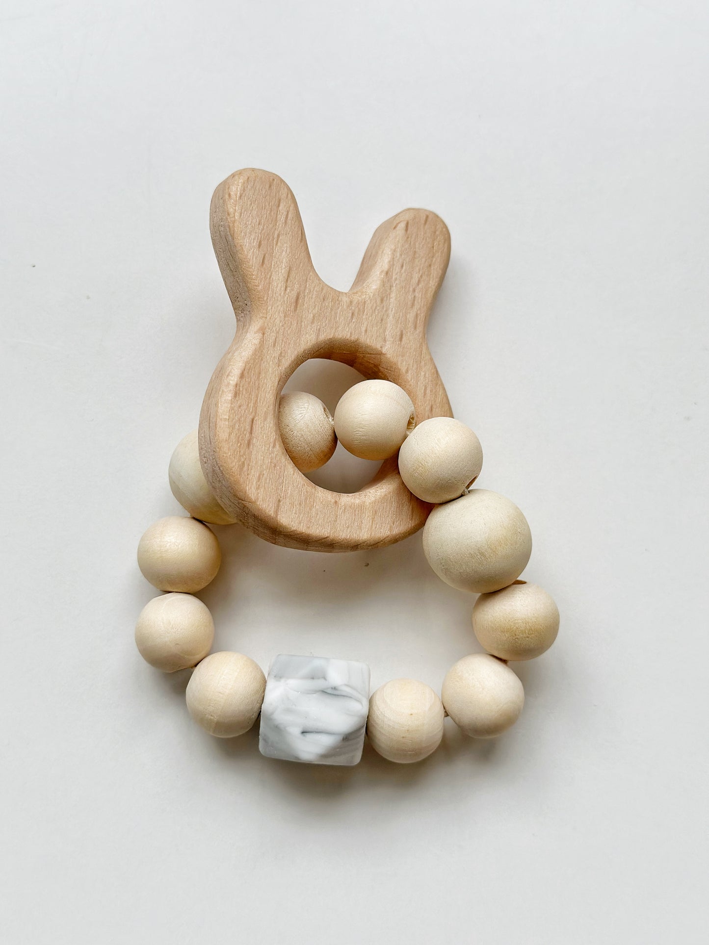 Wooden Bunny Baby Rattle