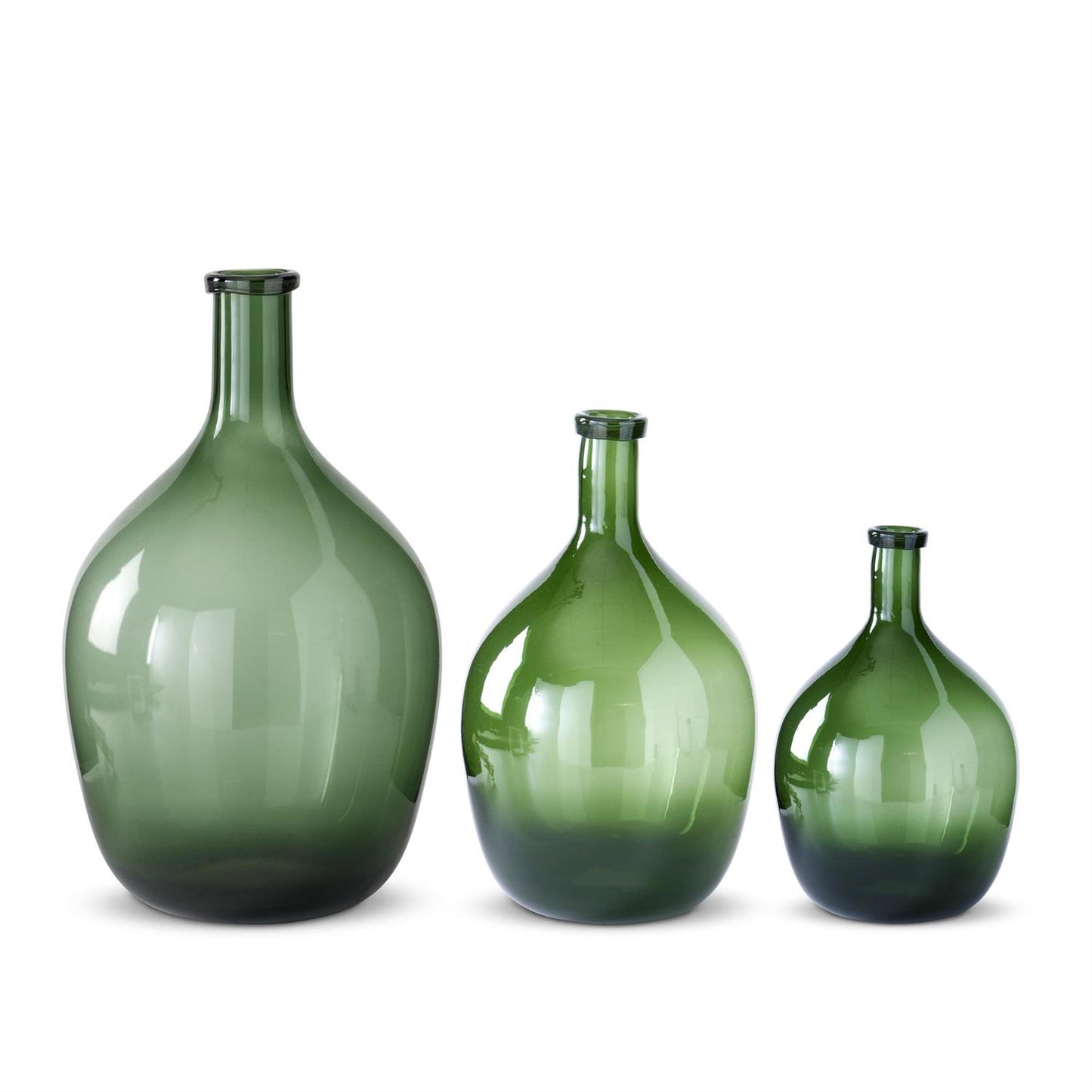 Green Glass Long Neck Vases