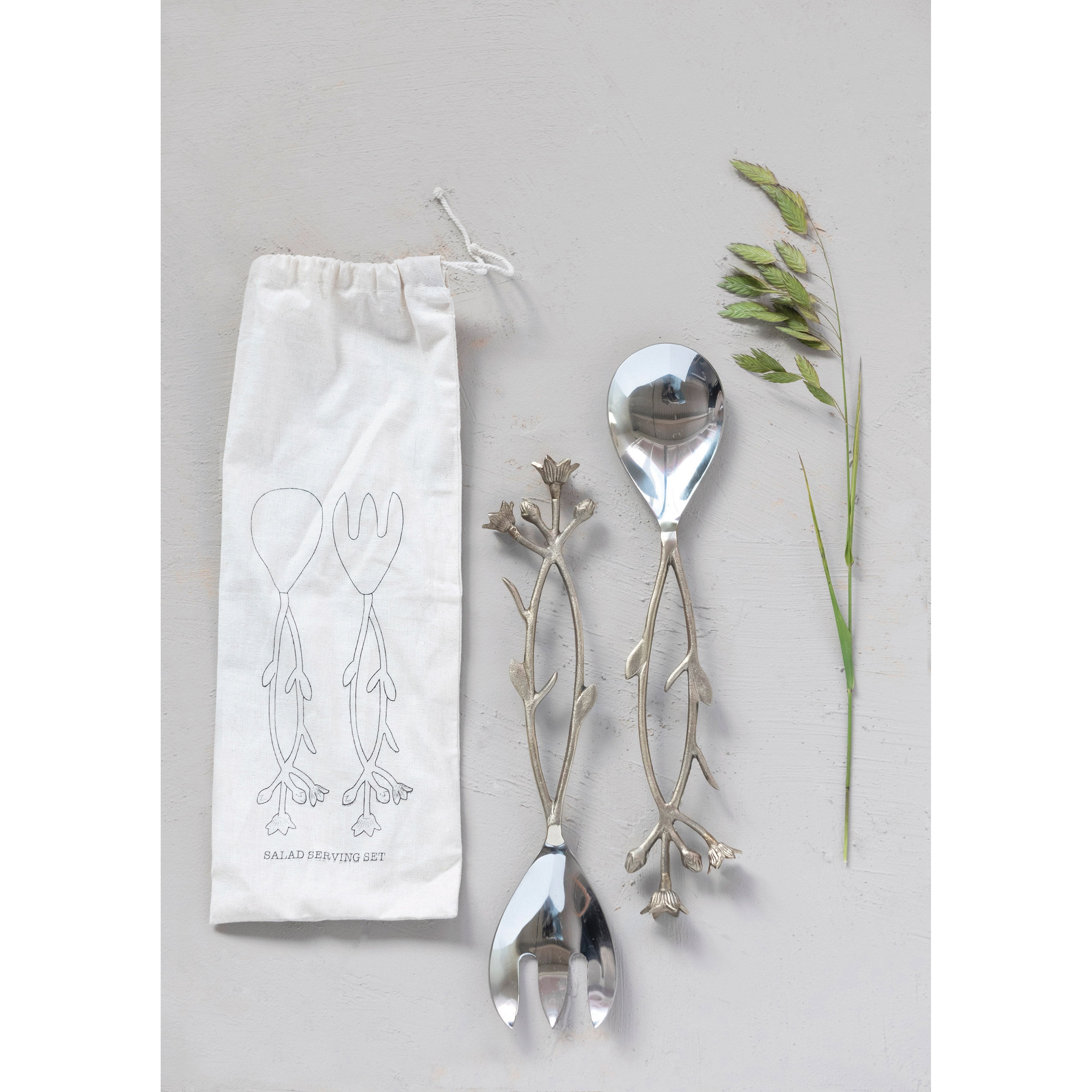 Stainless Steel & Brass Salad Servers, Set of 2 – Vintage Barn Chicks