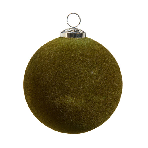 5" OLIVE GREEN FLOCKED ORNAMENT