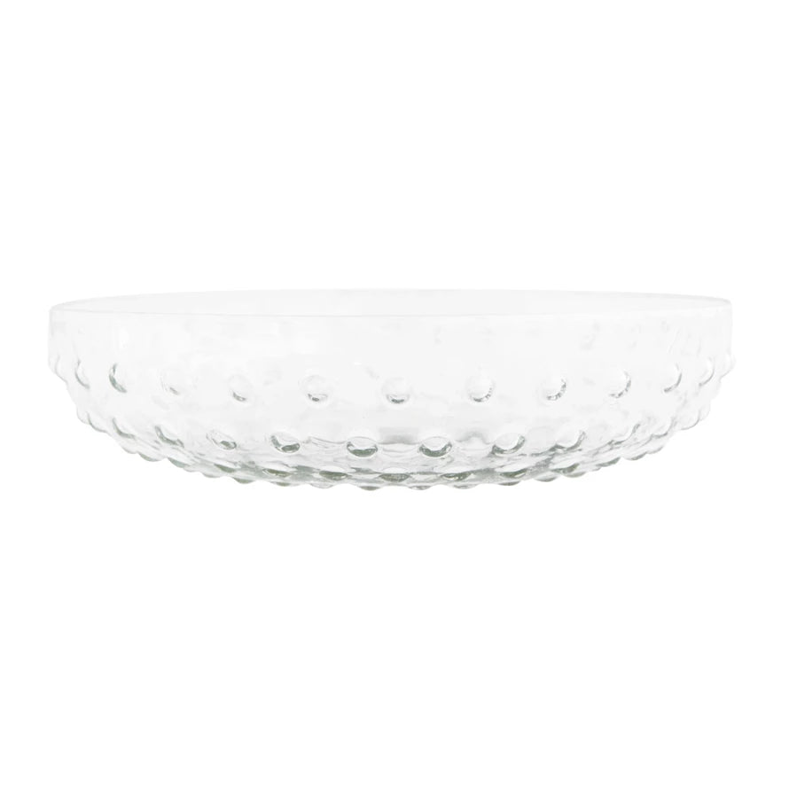 Recycled Glass Hobnail Low Bowl