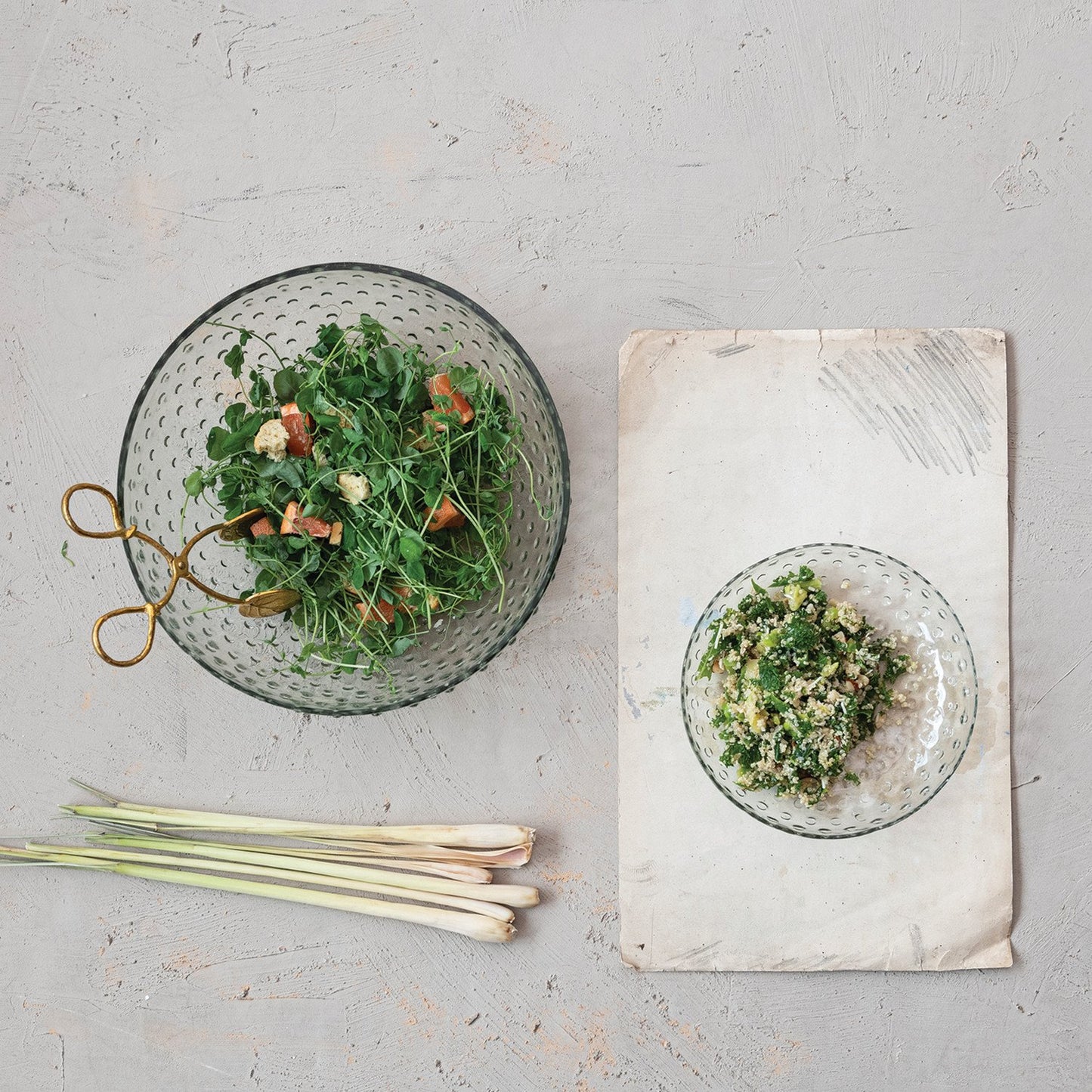 Recycled Glass Hobnail Serving Bowl