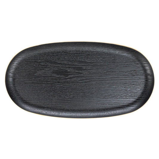 Oak Wood Black Serving Tray