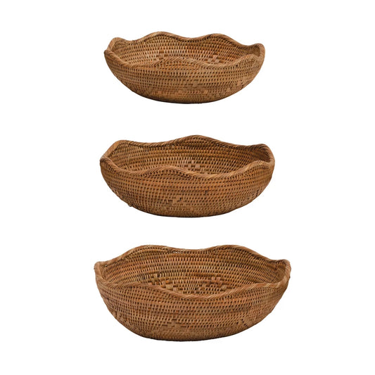 Hand-Woven Rattan Bowls,