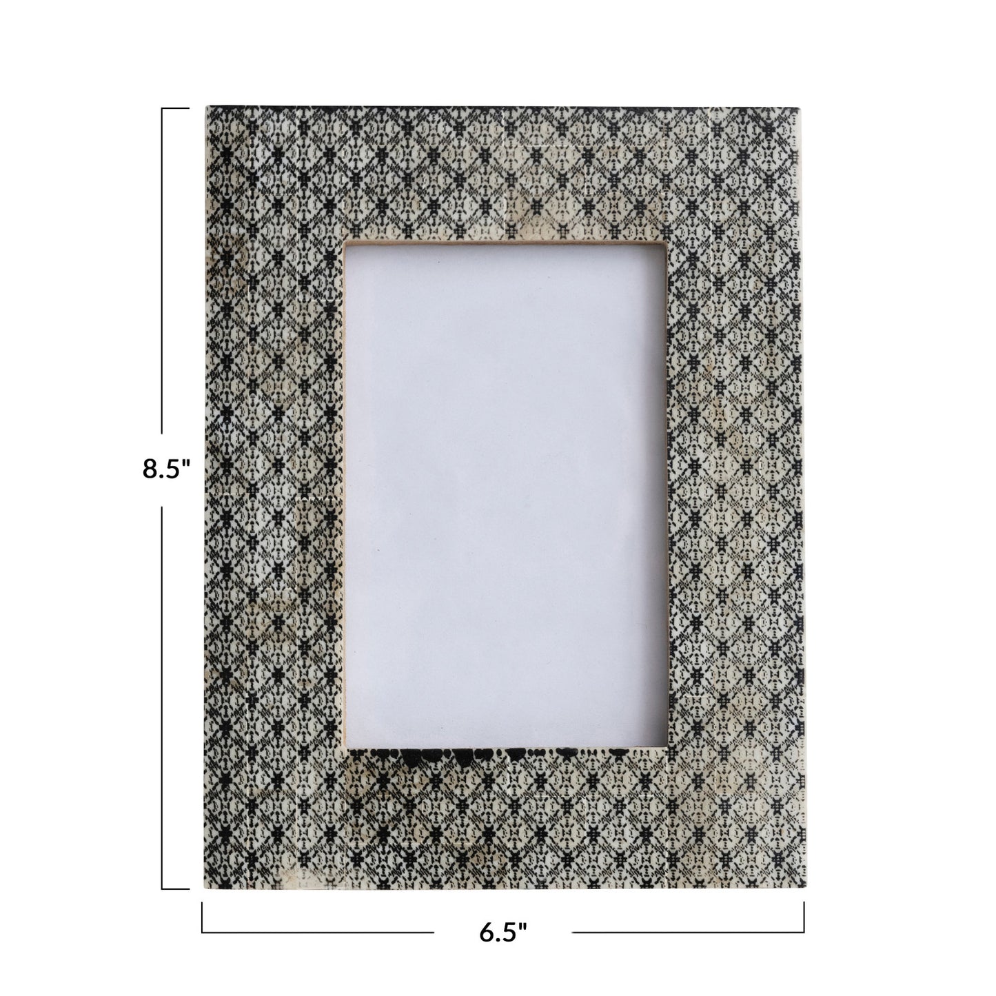 Resin & Glass Photo Frame w/ Pattern, Charcoal Color (Holds 4" x 6" Photo)