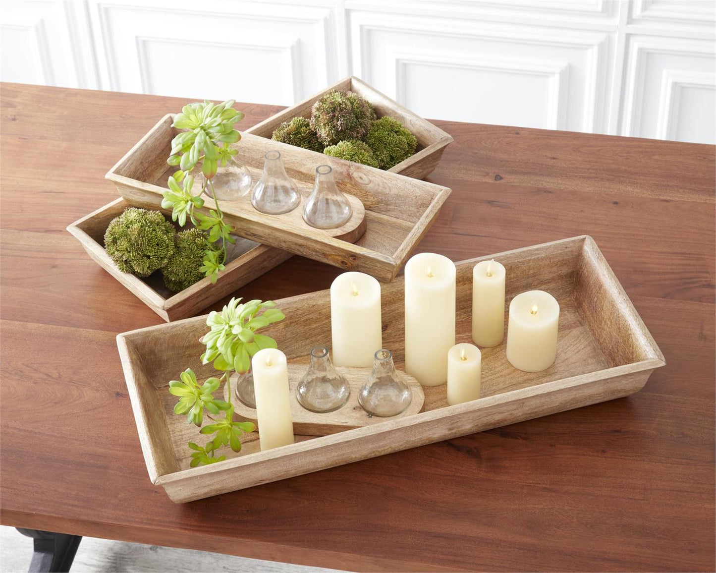 RECTANGULAR NESTING WOOD TRAYS