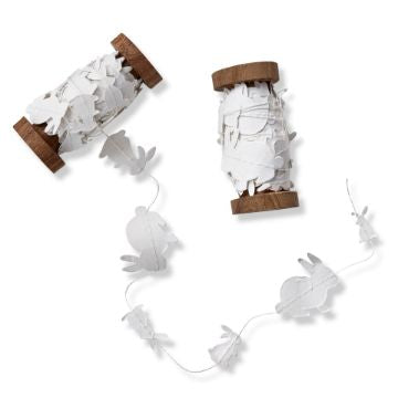 bunnies paper garland on wood spool