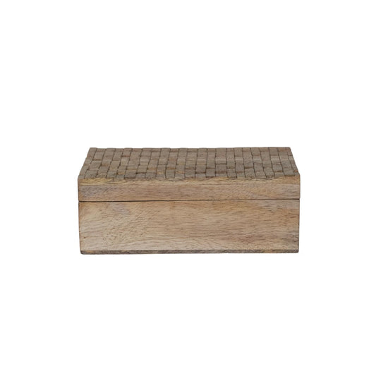 Carved Mango Wood Box, Natural