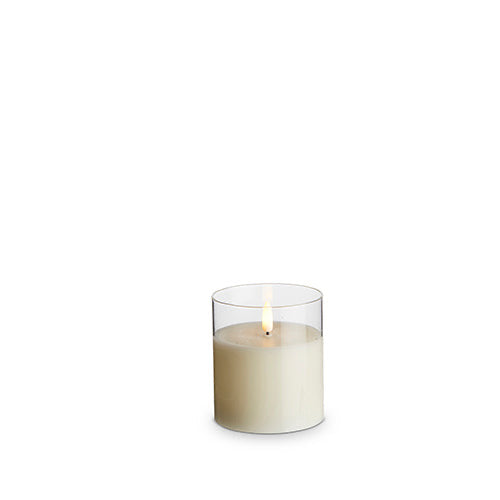 3x4 CLEAR GLASS IVORY PILLAR CANDLE