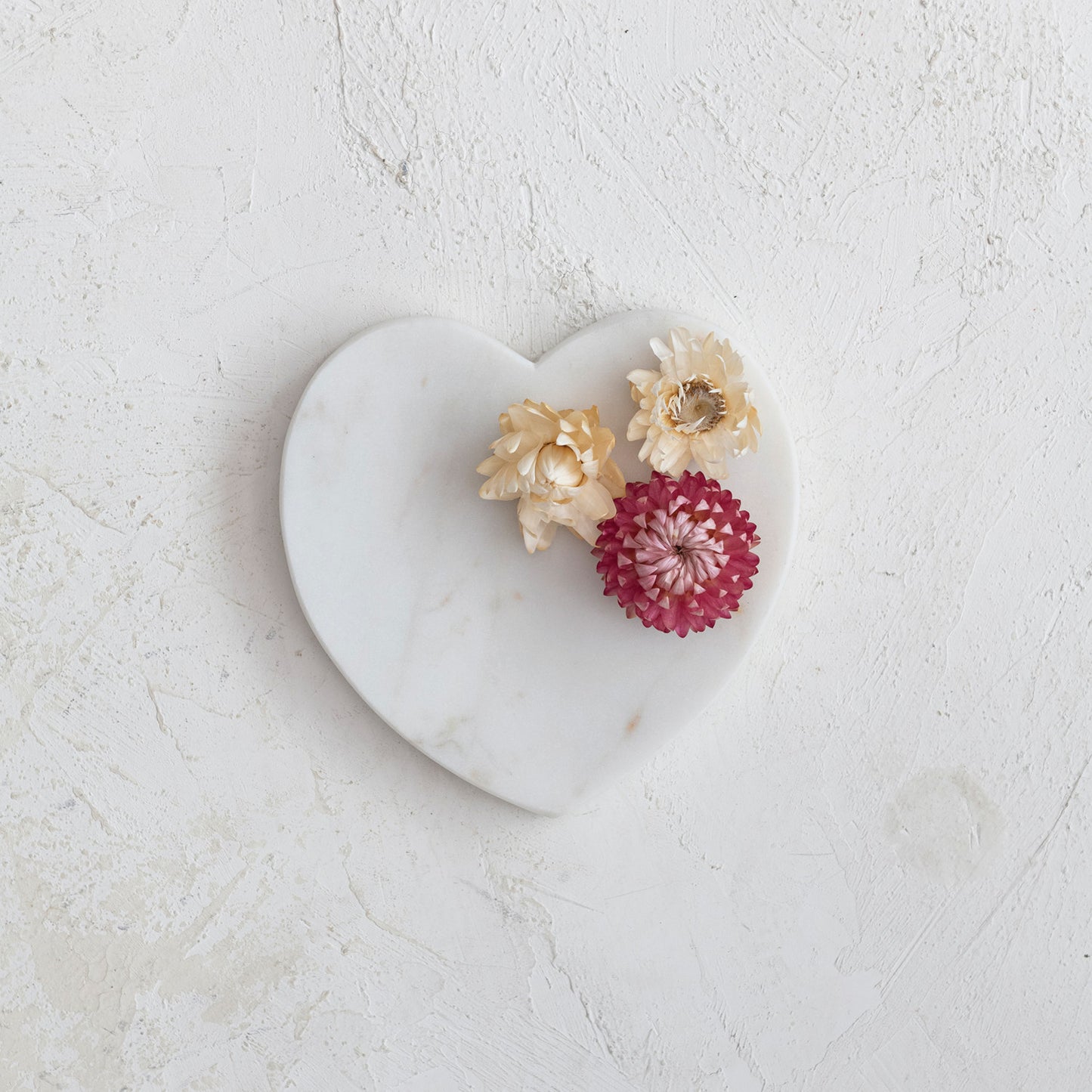 Marble Heart Shaped Dish, White