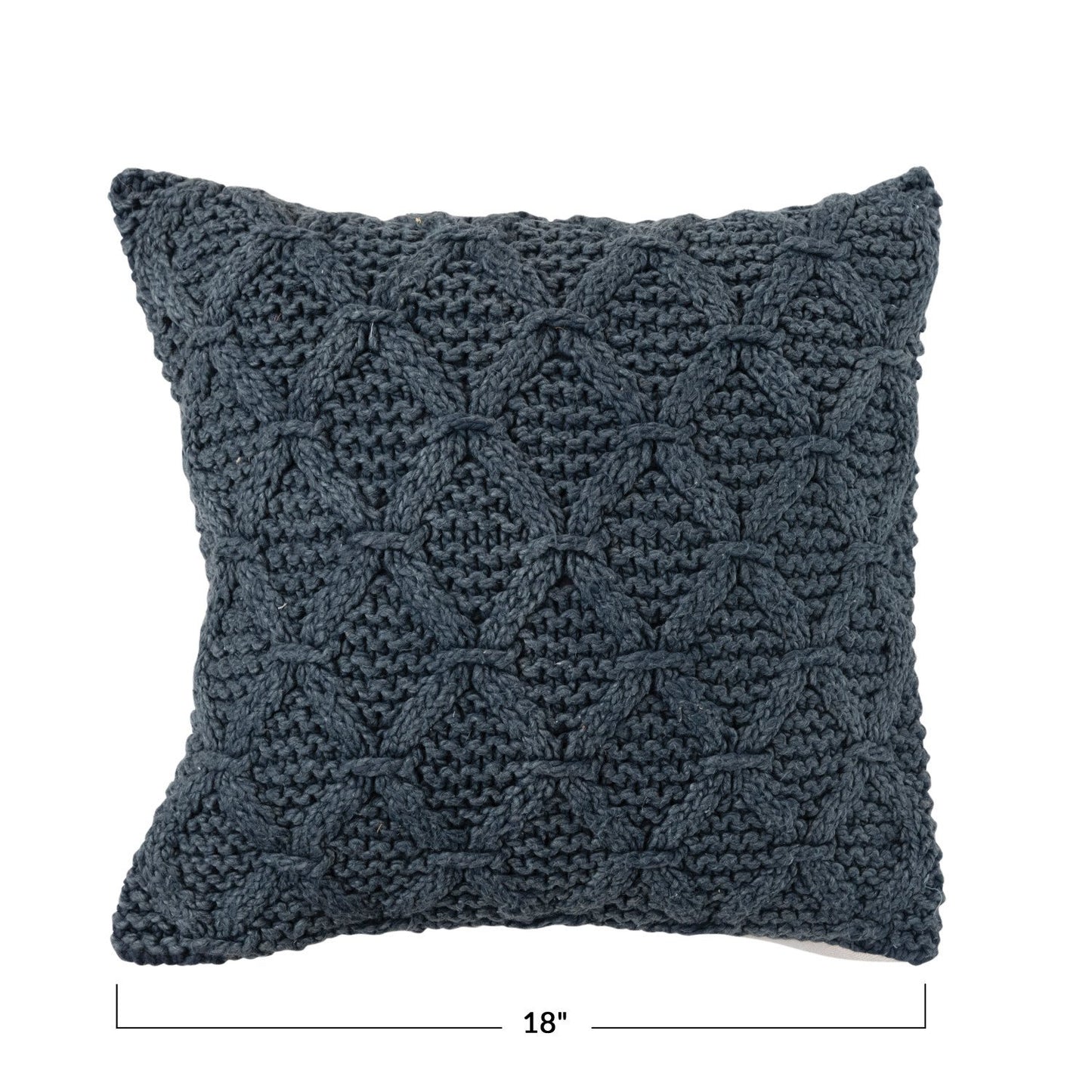 Woven Cotton Cable Knit Pillow w/ Pattern, Polyester Fill