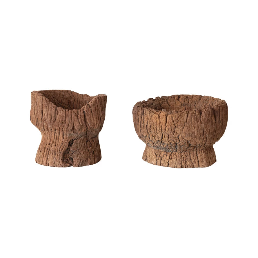 Found Carved Wood Mortar Bowl (Each One Will Vary)