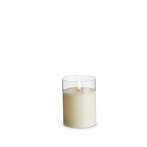 CLEAR GLASS IVORY PILLAR CANDLE