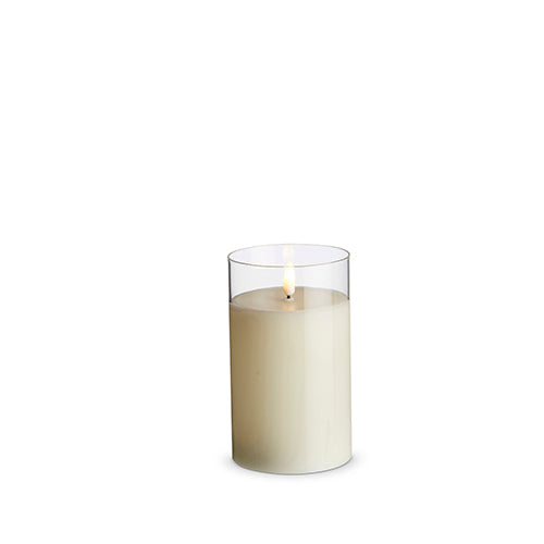 CLEAR GLASS IVORY PILLAR CANDLE