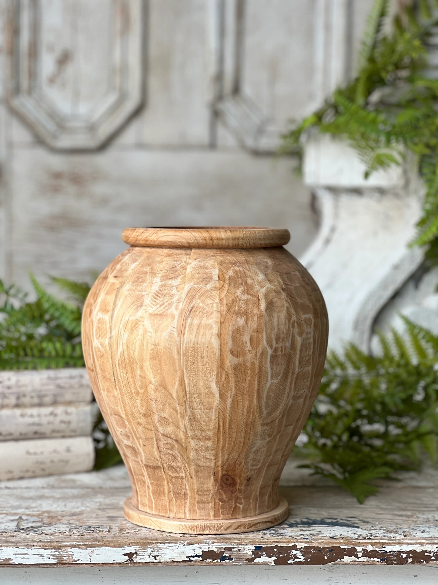 Tall Wood Vessel Vase