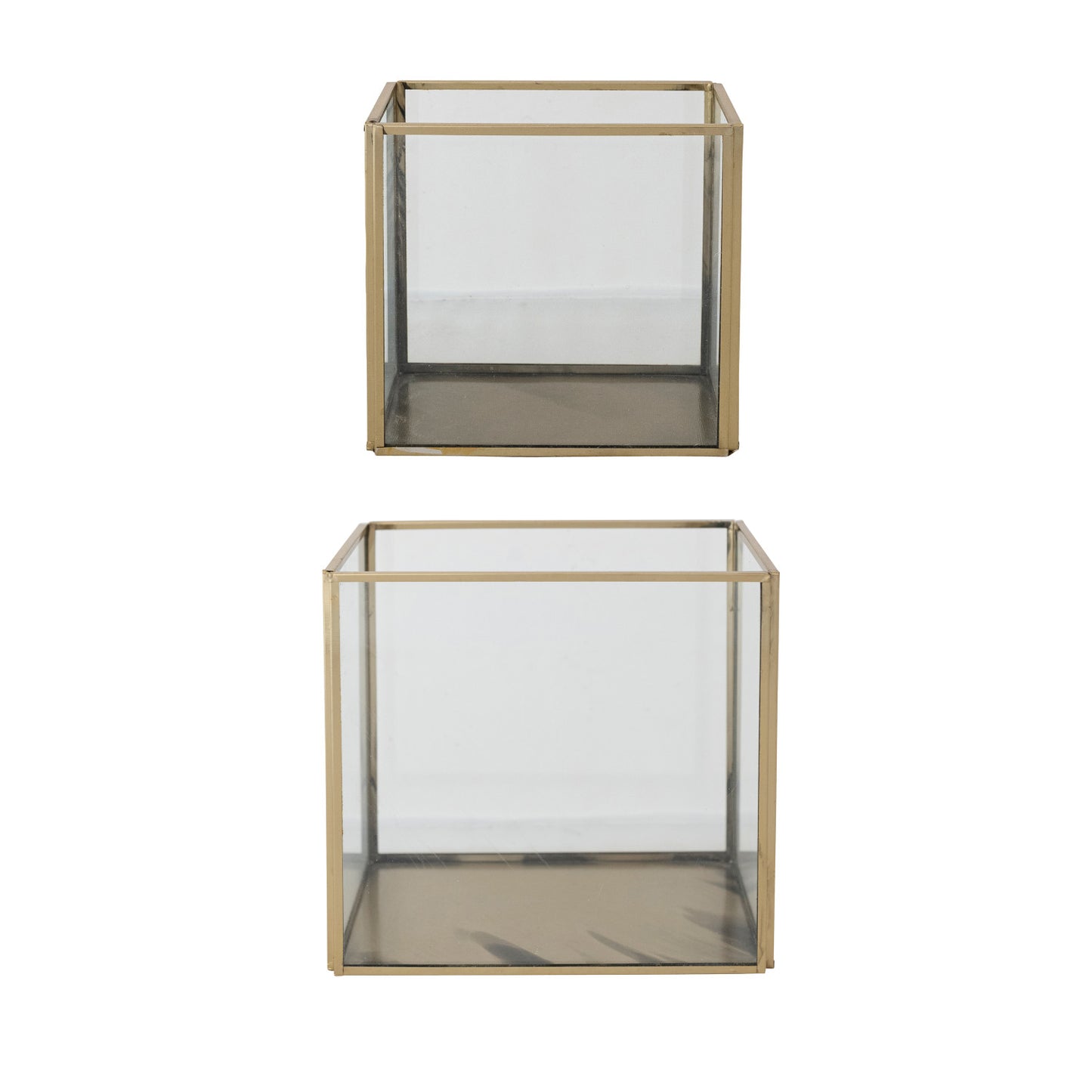 Metal & Glass Containers, Antique Gold Finish,