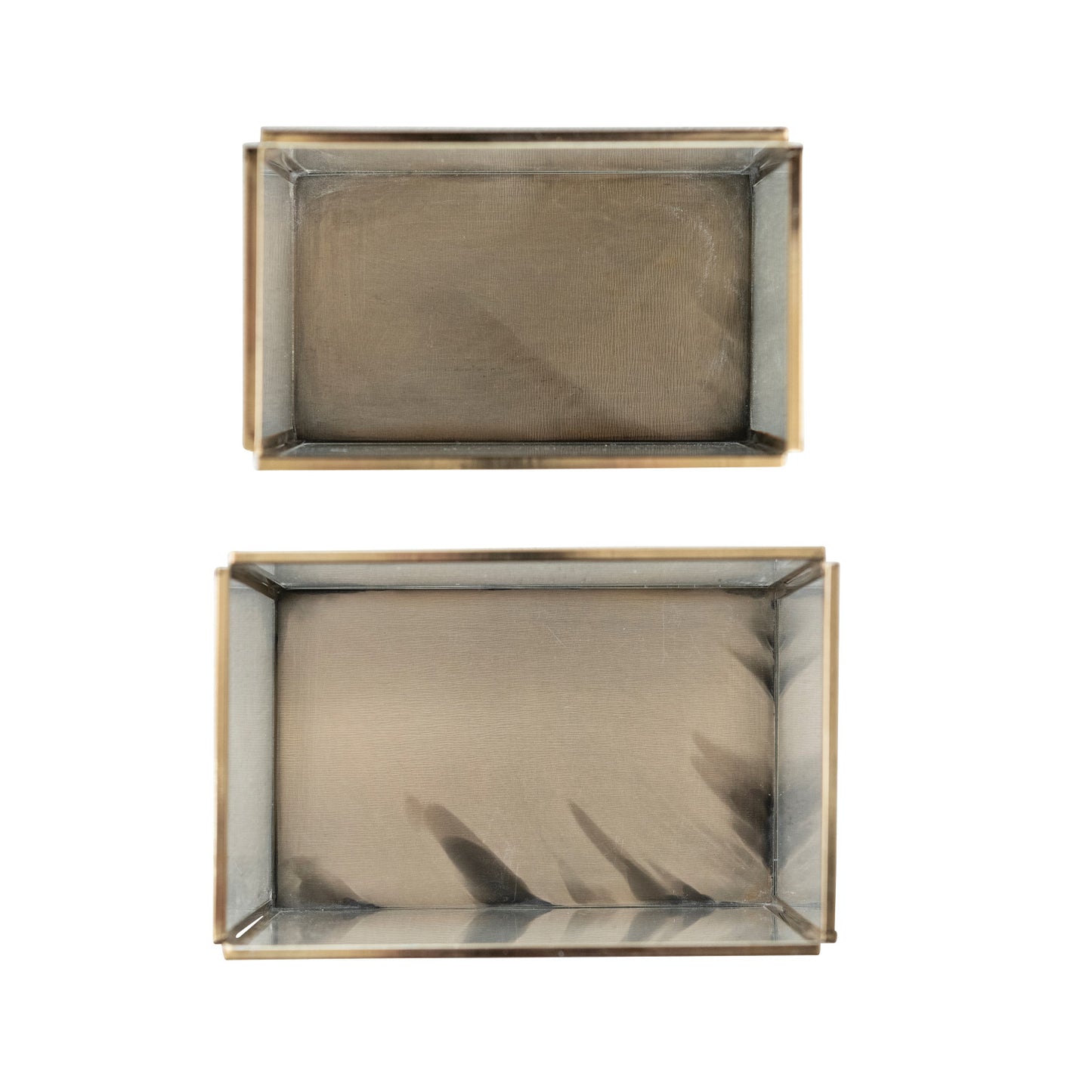 Metal & Glass Containers, Antique Gold Finish,