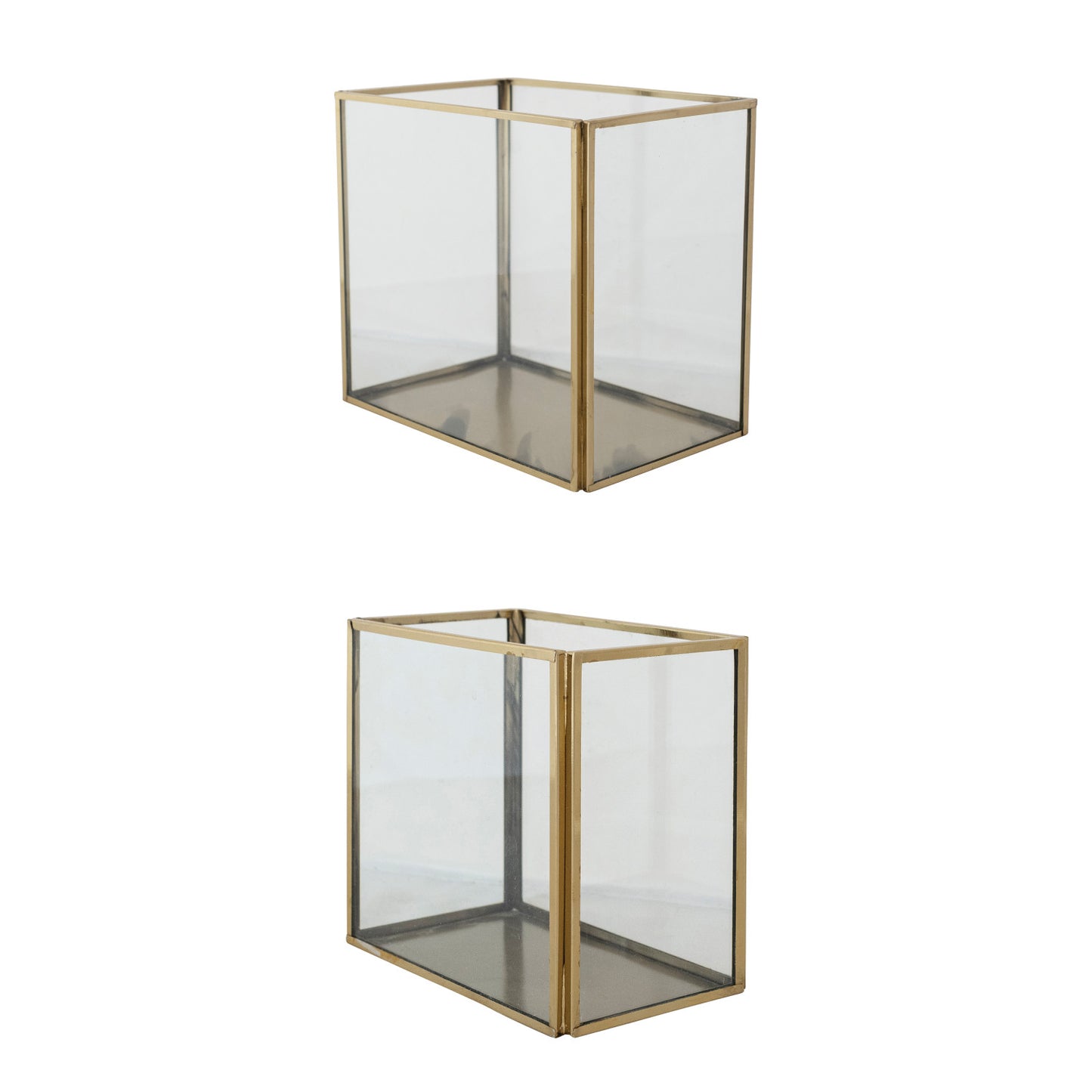 Metal & Glass Containers, Antique Gold Finish,