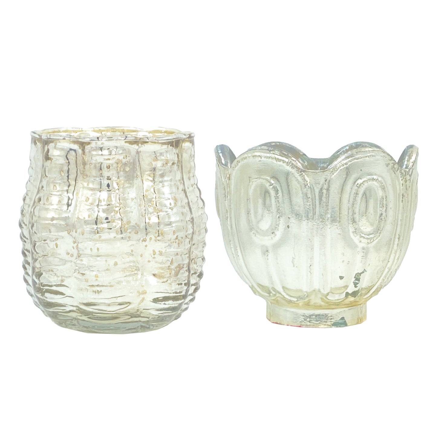 Embossed Mercury Glass Scalloped Tealight/Votive Holder, Silver Finish, 2 Styles