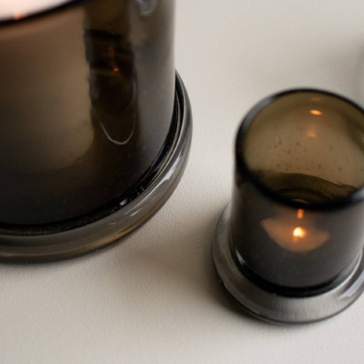 Bubble Hurricane Candle Holder- Large Brown GLASS
