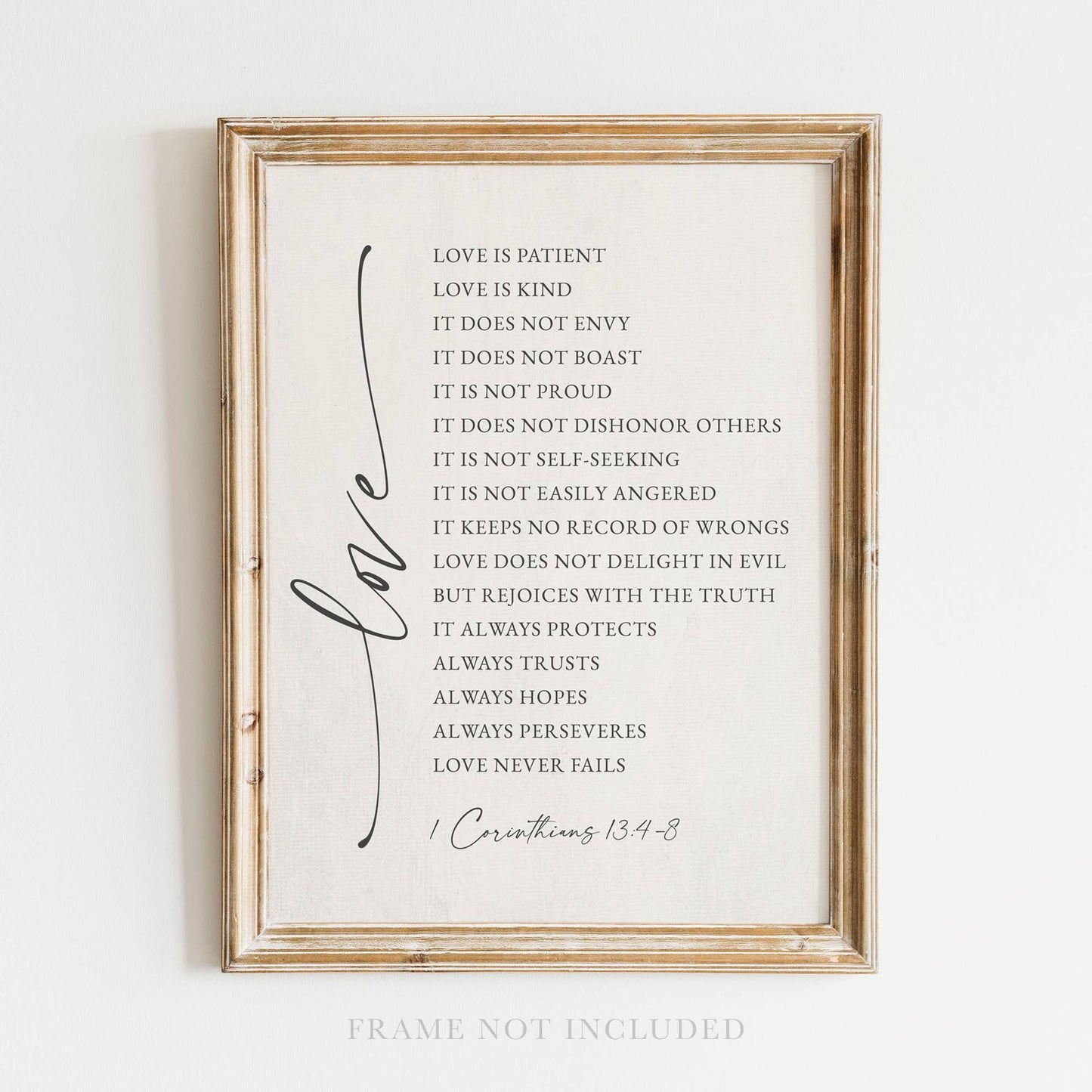 Love is Patient Scripture Art Print Christian Gift Decor: 8x10
