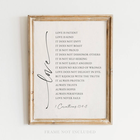 Love is Patient Scripture Art Print Christian Gift Decor: 8x10