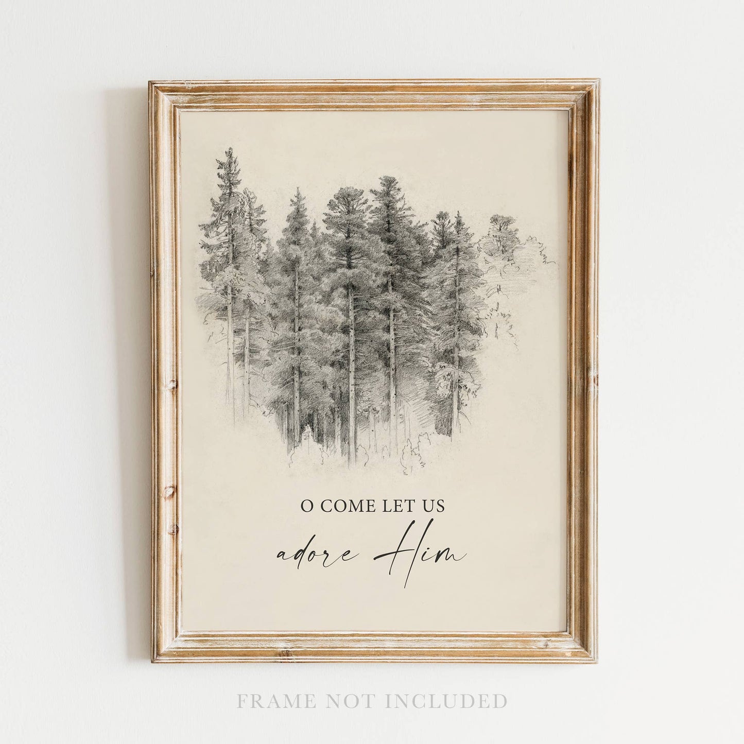 Adore Him Christmas Holiday Wall Art Print Christian Decor: 8x10