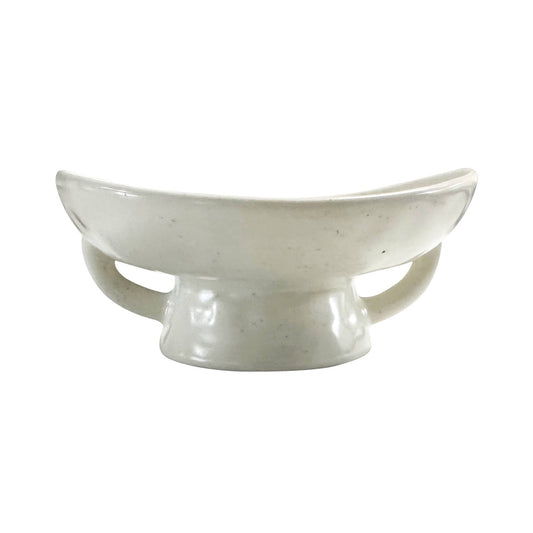 White Ceramic Fruit Bowl, 3.5" x 8" x 9"