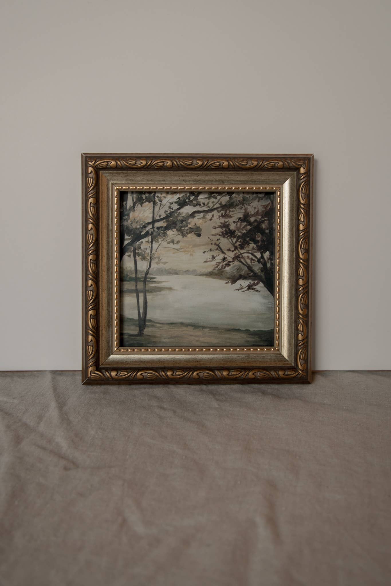 Antique Style Framed Art Print-Landscape-"The Lake House"
