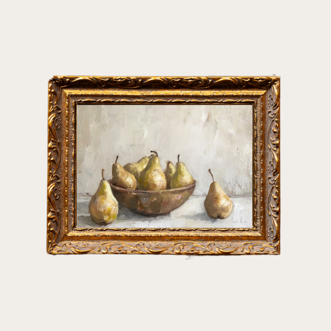 Watercolor Pears | French Brass Gold Mould Framed Art: 5 x 7