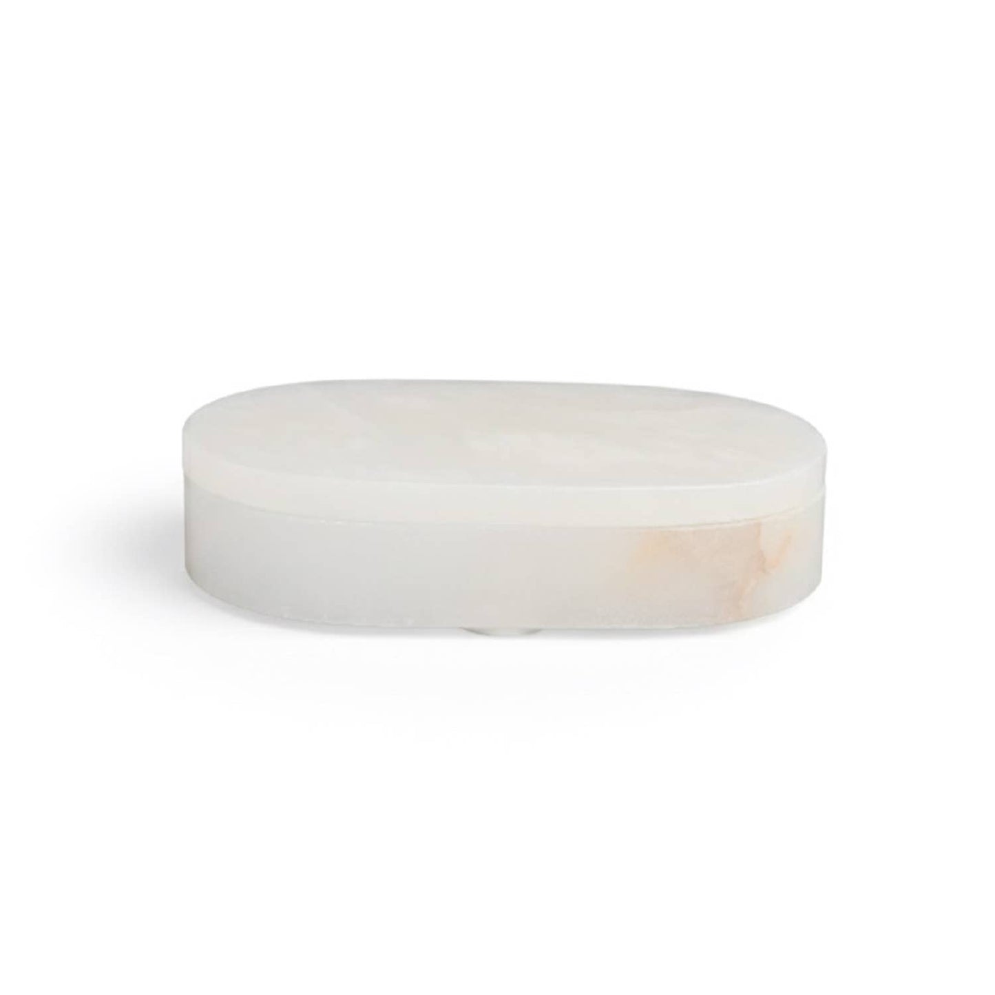 White Alabaster Oval Display Box