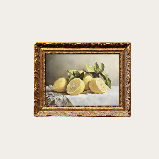 Muted Lemon Citrus | French Brass Gold Mould Framed Art: 8 x 10