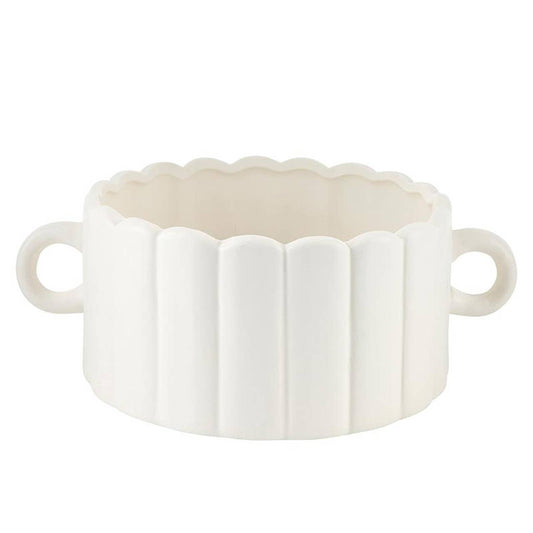 Ceramic Bowl with Handle: Ceramic / 6" Dia x 8" W x 4" H