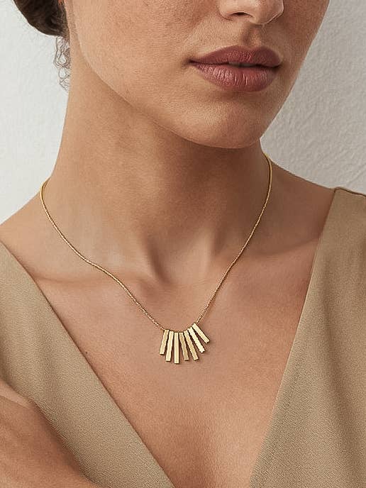 Lorraine 18K Gold Non-Tarnish Minimalist Bar Necklace: Yellow Gold