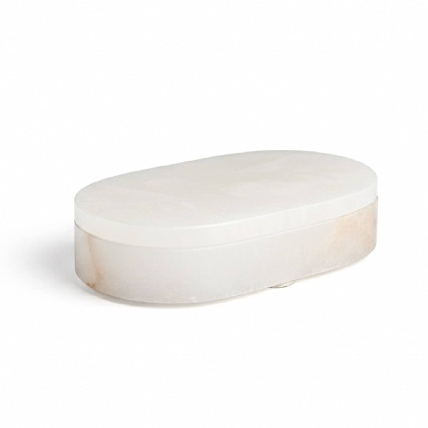 White Alabaster Oval Display Box