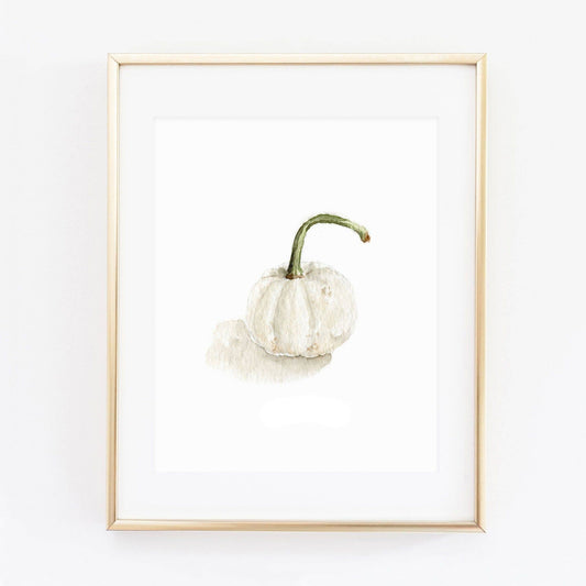 White pumpkin art print: 8x10
