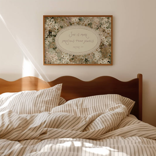 Girls Room Bible Verse (Proverbs 3:15) Christian Art Print: 8" x 10" (vertical)