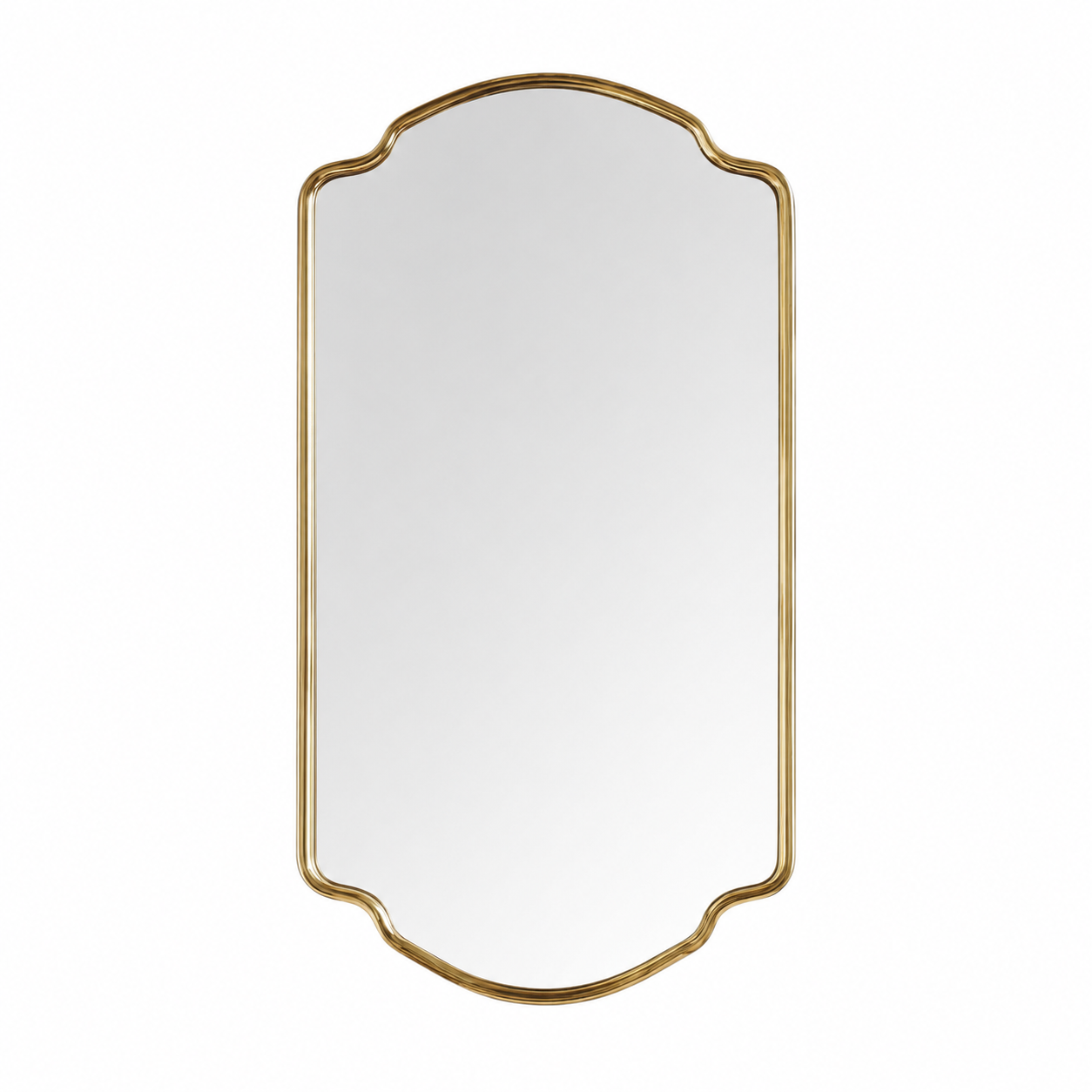 Handmade Antique Brass Arched Wall Mirror | Moroccan Brass Vanity Mirror: 27.5" H × 17.7" W
