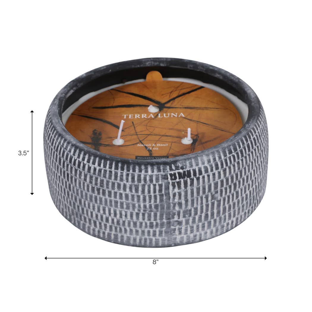 Candle - Neroli and Basil Black Ceramic Textured, 22 Oz