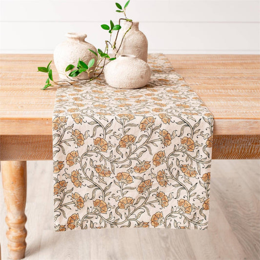 Table Runner - Block Print, Dandelion