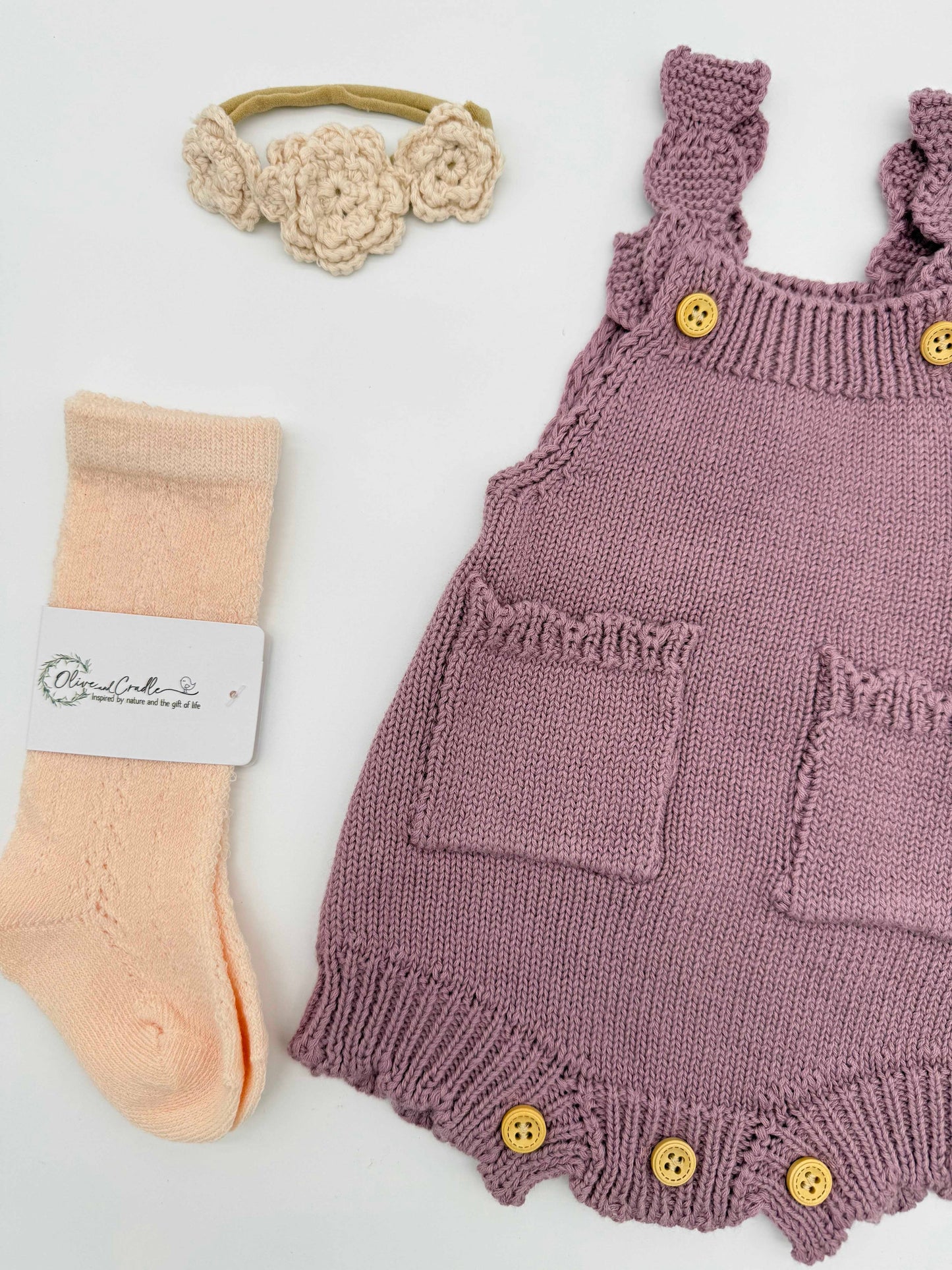 Easter Romper 3pc set | Violet Apricot: 6-12m