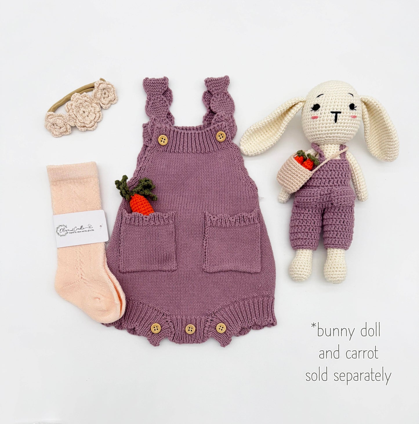 Easter Romper 3pc set | Violet Apricot: 0-3m